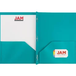 JAM Paper® Plastic 2-Pocket POP Folders with Metal Prongs Fastener Clasps, 9 1/2