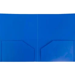 JAM Paper® Plastic 2-Pocket POP Folders, 9 1/2" x 11 1/2", Blue, Pack Of 6