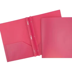 JAM Paper® Plastic 2-Pocket POP Folders with Metal Prongs Fastener Clasps, 9 1/2