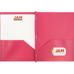 JAM Paper® Plastic 2-Pocket POP Folders with Metal Prongs Fastener Clasps, 9 1/2