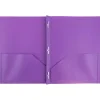 JAM Paper® Plastic 2-Pocket POP Folders with Metal Prongs Fastener Clasps, 9 1/2" x 11 1/2", Purple, Pack Of 6