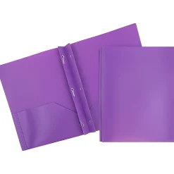 JAM Paper® Plastic 2-Pocket POP Folders with Metal Prongs Fastener Clasps, 9 1/2