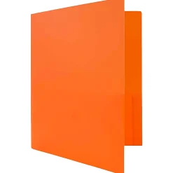 JAM Paper® Plastic 2-Pocket School POP Folders, 9 1/2" x 11 1/2", Orange, Pack Of 6