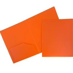 JAM Paper® Plastic 2-Pocket School POP Folders, 9 1/2" x 11 1/2", Orange, Pack Of 6