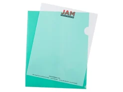 JAM Paper® Plastic Sleeves, 9" x 11 1/2", 1" Capacity, Green, Pack Of 12