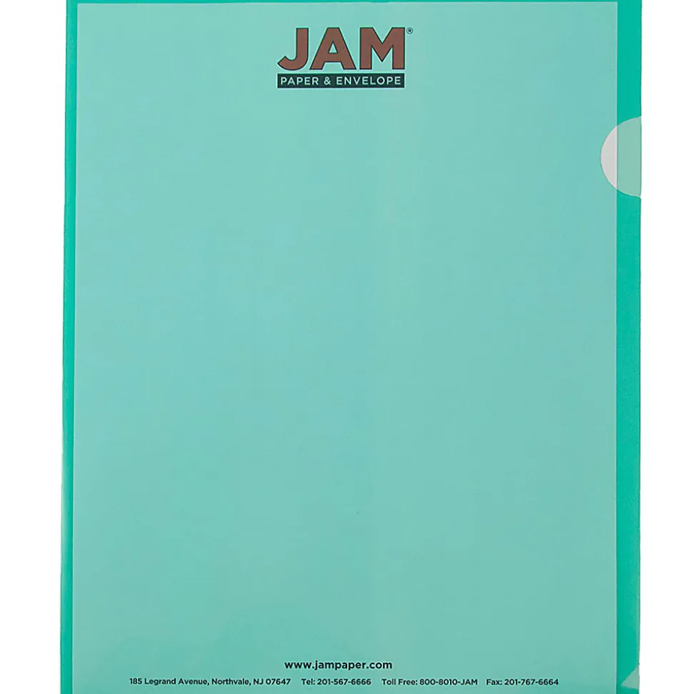 JAM Paper® Plastic Sleeves, 9" x 11 1/2", 1" Capacity, Green, Pack Of 12