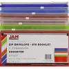 JAM Paper® Plastic Wallet Envelopes, #10, Zipper Closures, Assorted Colors, Pack Of 6 Envelopes
