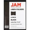 JAM Paper® 2-Pocket Linen Presentation Folders, 9" x 12", Black, Pack Of 6