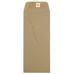 JAM Paper® Policy #10 Envelopes, Button & String Closure, 100% Recycled, Brown, Pack Of 25