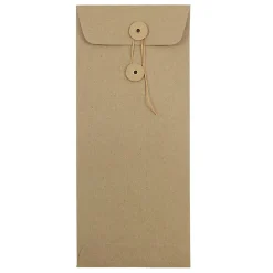 JAM Paper® Policy #10 Envelopes, Button & String Closure, 100% Recycled, Brown, Pack Of 25