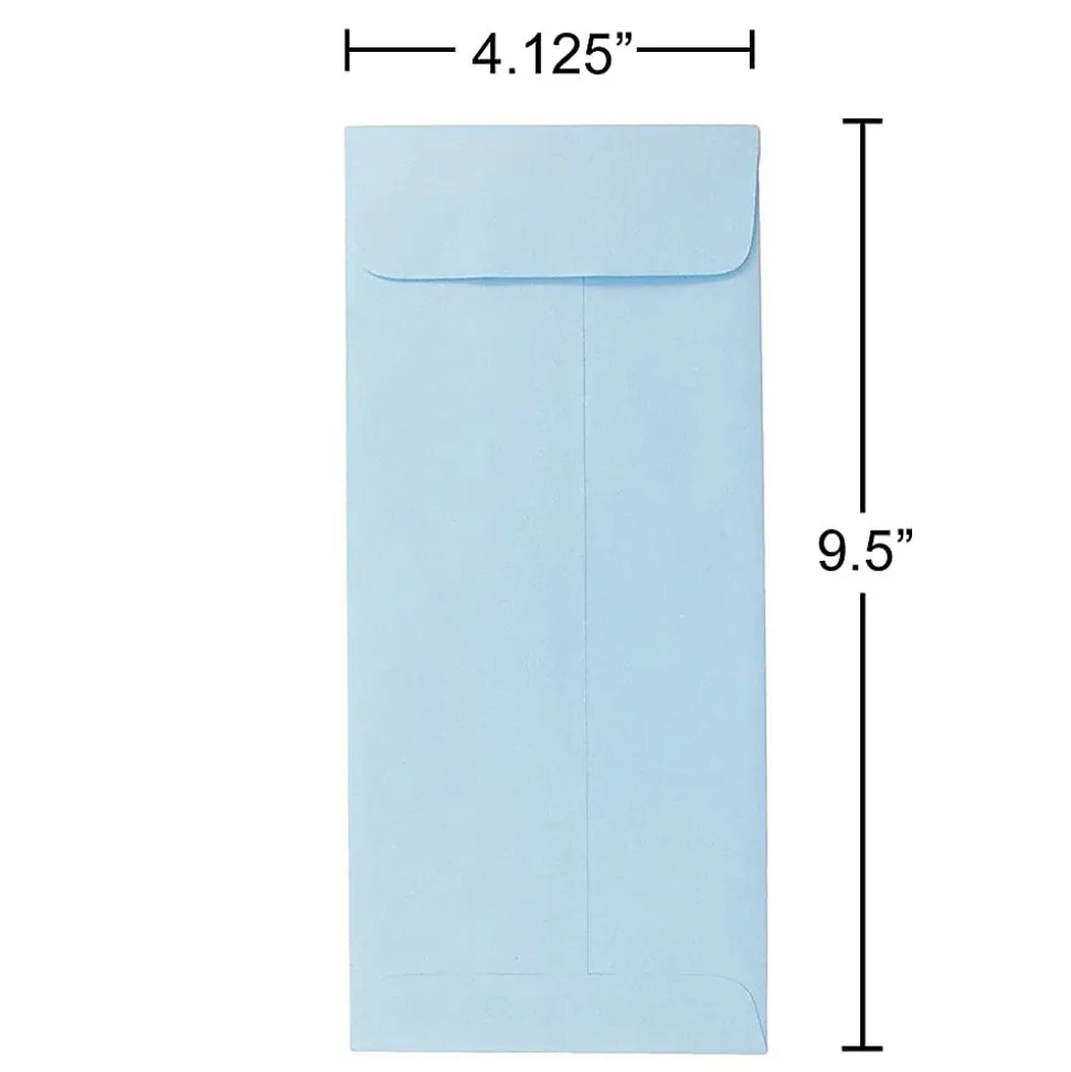 JAM Paper® #10 Policy Envelopes, Gummed Seal, Light Baby Blue, Pack Of 25