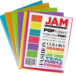JAM Paper® POP Plastic 2-Pocket School Folders, 9-1/2" x 11-1/2", Assorted Fashion, Pack Of 6 Folders