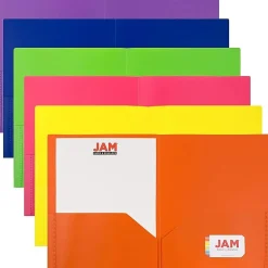 JAM Paper® POP Plastic 2-Pocket School Folders, 9-1/2