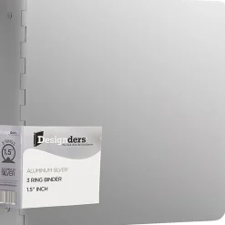 JAM PAPER 3 Ring Aluminum Binder, 1.5 inch, Silver, Sold Individually