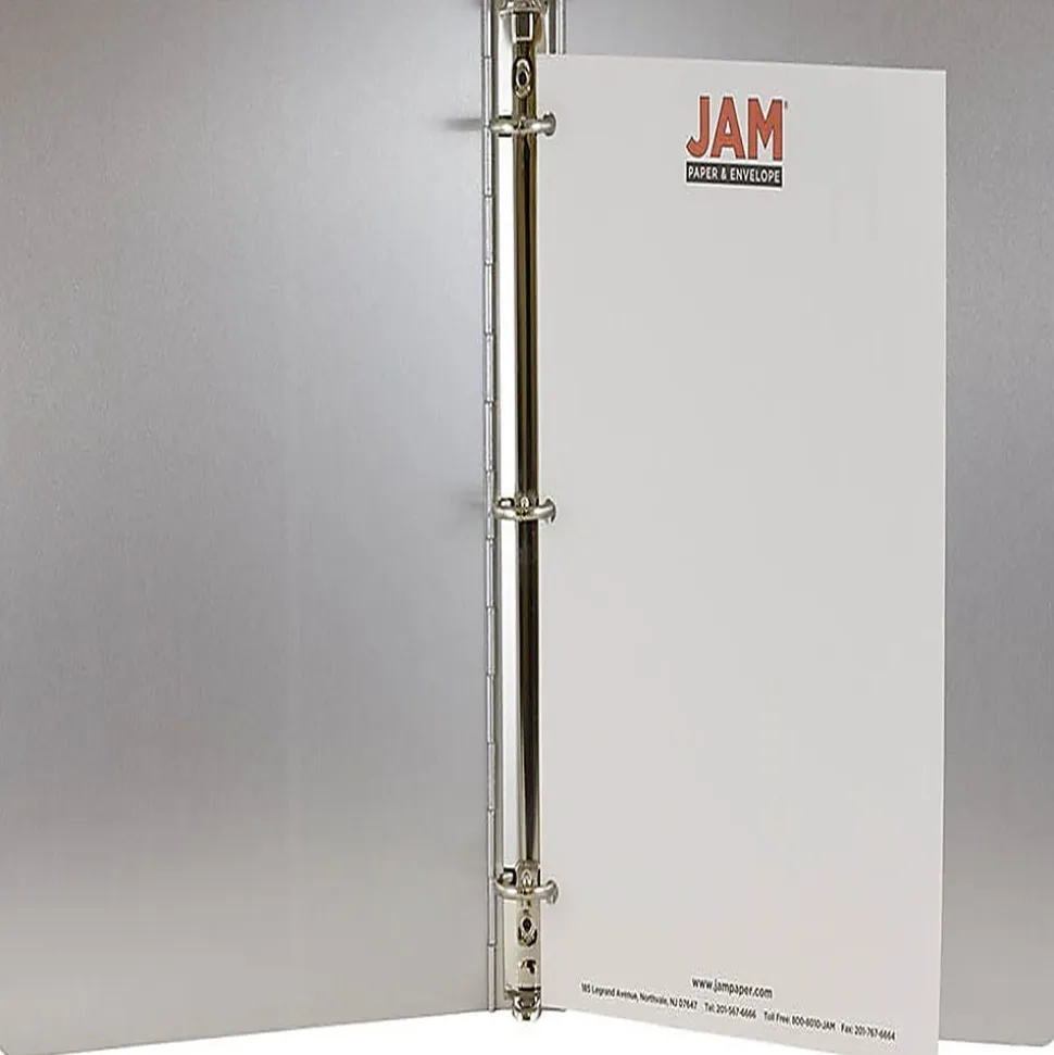 JAM PAPER 3 Ring Aluminum Binder, 1 inch, Silver, Sold Individually