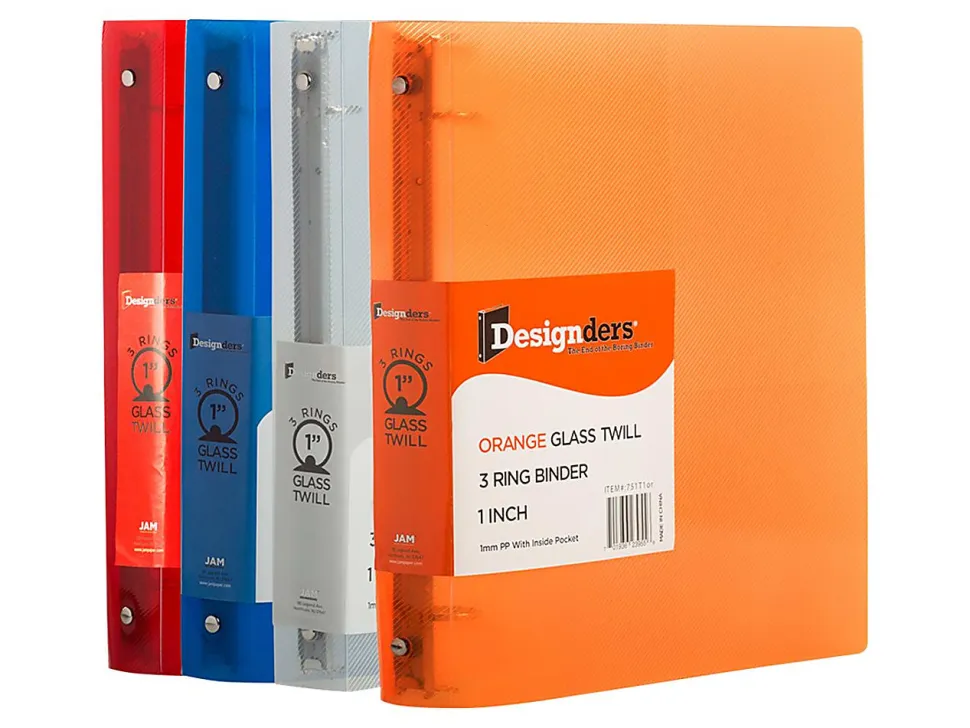 JAM PAPER 3 Ring Plastic Binder, 1 inch, Assorted
