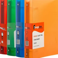JAM PAPER 3 Ring Plastic Binder, 3 inch, Assorted, 4/Pack