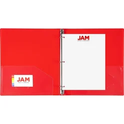 JAM PAPER 3 Ring Plastic Binder, 0.5 inch, Assorted,4/pack