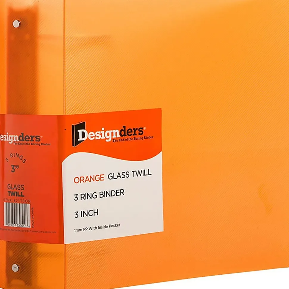 JAM PAPER 3 Ring Plastic Binder, 3 inch, Orange, Sold Individually