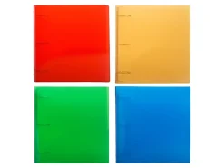 JAM PAPER 3 Ring Plastic Binder, 2 inch, Assorted, 4/Pack