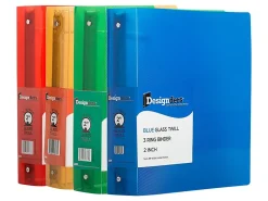 JAM PAPER 3 Ring Plastic Binder, 2 inch, Assorted, 4/Pack