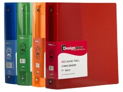 JAM PAPER 3 Ring Plastic Binder, 1.5 inch, Assorted, 4/pack