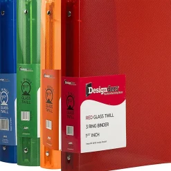 JAM PAPER 3 Ring Plastic Binder, 1.5 inch, Assorted, 4/pack