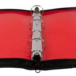 JAM PAPER 3 Ring Plastic Zipper Binder, 1.5 inch, Red, Sold Individually