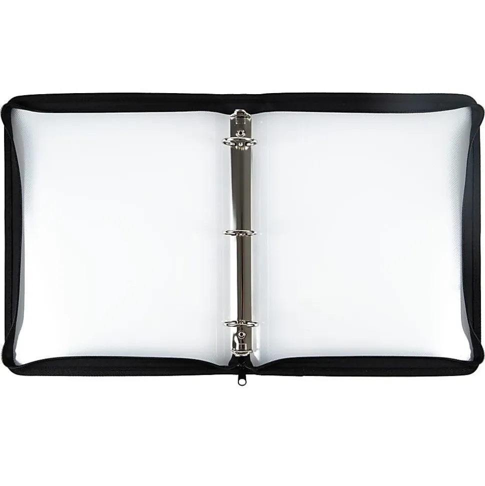 JAM PAPER 3 Ring Plastic Zipper Binder, 1.5 inch, Clear, Sold Individually