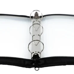 JAM PAPER 3 Ring Plastic Zipper Binder, 1.5 inch, Clear, Sold Individually