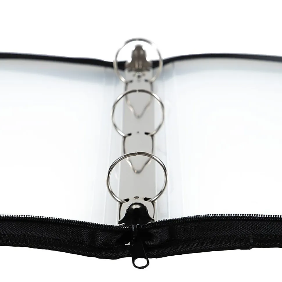 JAM PAPER 3 Ring Plastic Zipper Binder, 1.5 inch, Clear, Sold Individually