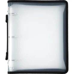 JAM PAPER 3 Ring Plastic Zipper Binder, 1.5 inch, Clear, Sold Individually