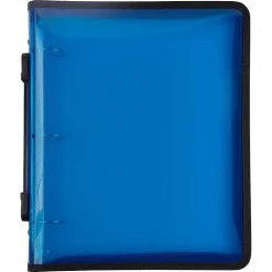 JAM PAPER 3 Ring Plastic Zipper Binder, 1.5 inch, Blue, Sold Individually