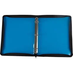 JAM PAPER 3 Ring Plastic Zipper Binder, 1.5 inch, Blue, Sold Individually