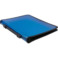JAM PAPER 3 Ring Plastic Zipper Binder, 1.5 inch, Blue, Sold Individually