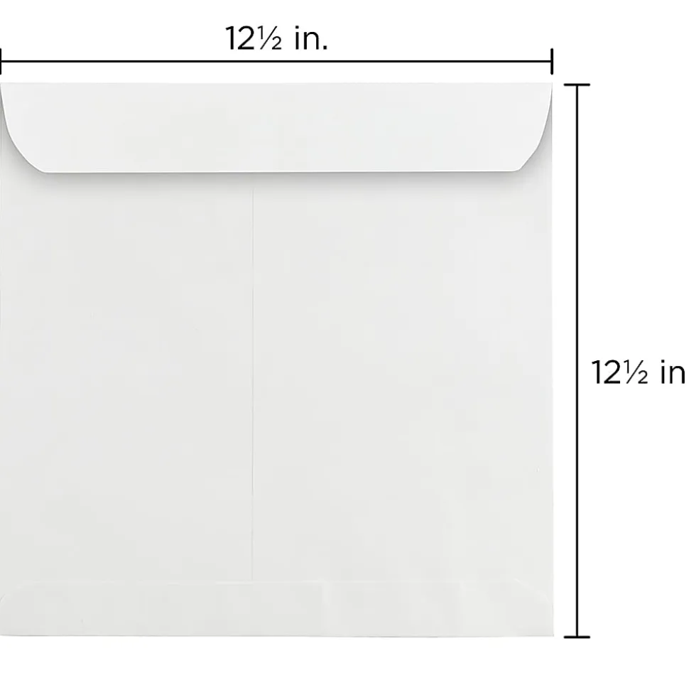 JAM Paper® Square Invitation Envelopes, 12 1/2" x 12 1/2", Gummed Seal, White, Pack Of 25