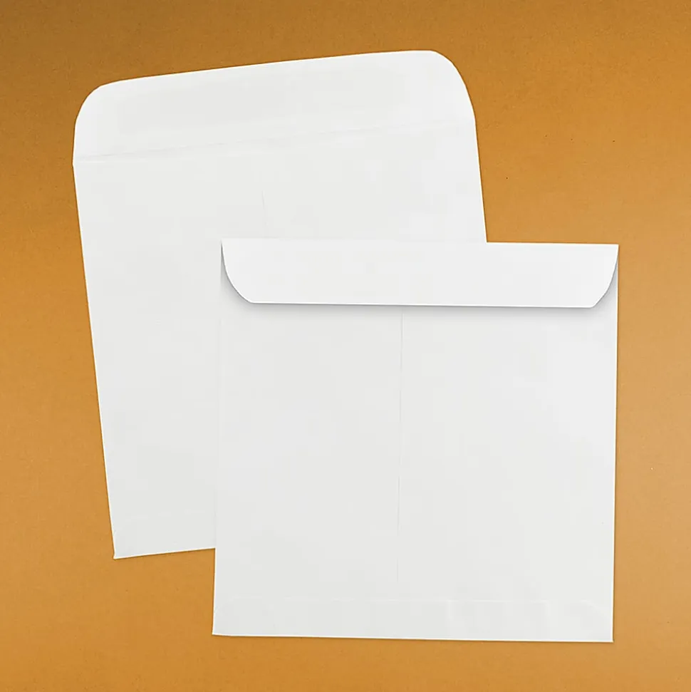 JAM Paper® Square Invitation Envelopes, 11 1/2" x 11 1/2", Gummed Seal, White, Pack Of 25