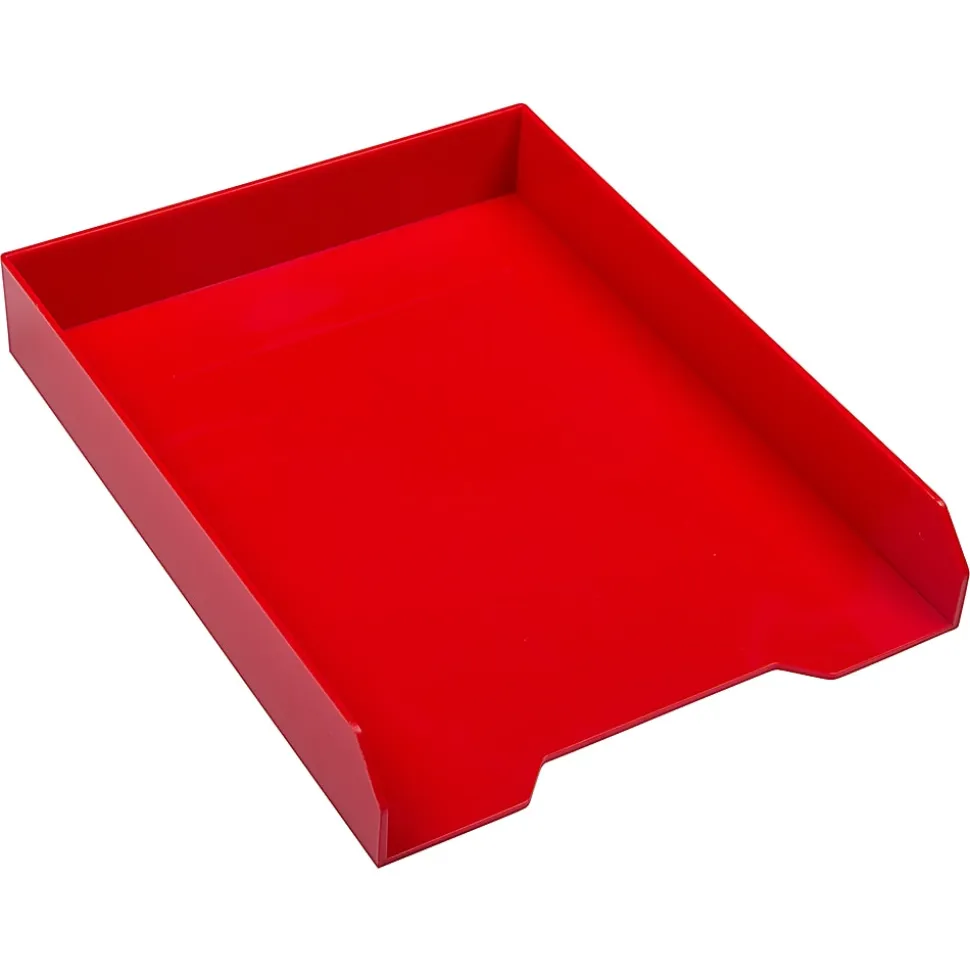 JAM Paper® Stackable Paper Trays, 2"H x 9-3/4"W x 12-1/2"D, Red, Pack Of 2 Trays