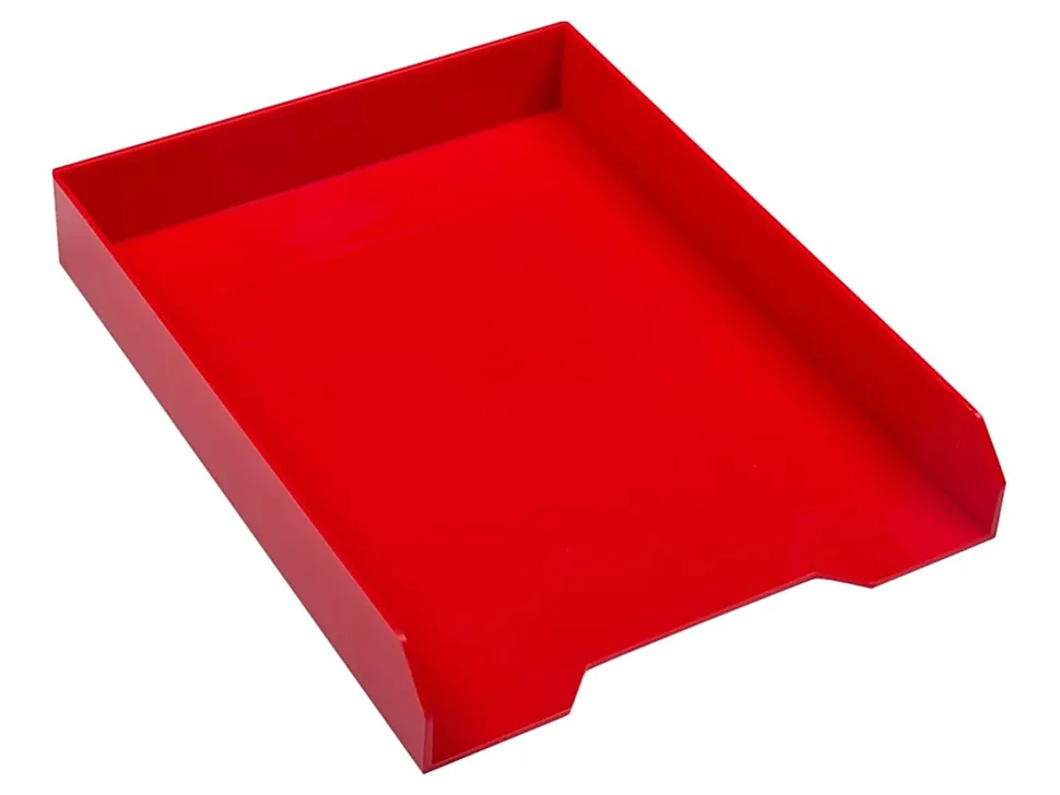 JAM Paper® Stackable Paper Trays, 2"H x 9-3/4"W x 12-1/2"D, Red, Pack Of 2 Trays