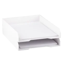 JAM Paper® Stackable Paper Trays, 2"H x 9-3/4"W x 12-1/2"D, White, Pack Of 2 Trays
