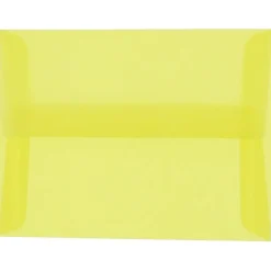 JAM PaperĀ® Translucent Envelopes, #4 Bar (A1), Gummed Seal, Primary Yellow, Pack Of 25