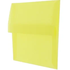 JAM Paper® Translucent Envelopes, #4 Bar (A1), Gummed Seal, Primary Yellow, Pack Of 25