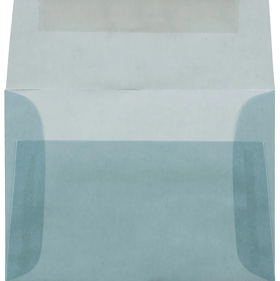 JAM Paper® Translucent Envelopes, #4 Bar (A1), Gummed Seal, Ocean Blue, Pack Of 25
