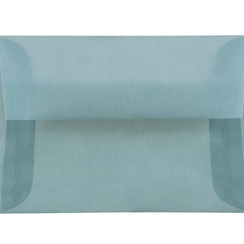 JAM Paper® Translucent Envelopes, #4 Bar (A1), Gummed Seal, Ocean Blue, Pack Of 25