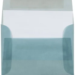 JAM Paper® Translucent Envelopes, #4 Bar (A1), Gummed Seal, Ocean Blue, Pack Of 25