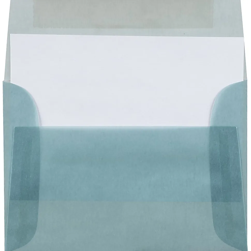 JAM Paper® Translucent Envelopes, #4 Bar (A1), Gummed Seal, Ocean Blue, Pack Of 25