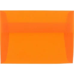 JAM Paper® Translucent Envelopes, #4 Bar (A1), Gummed Seal, Orange, Pack Of 25