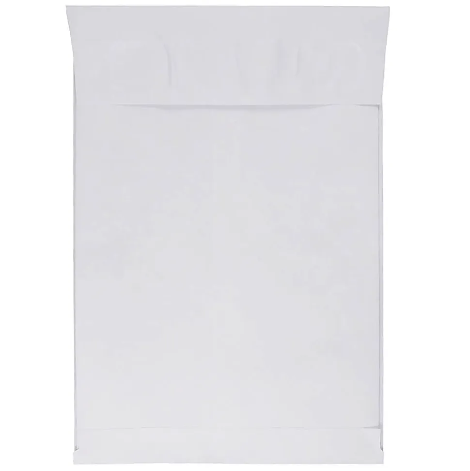 JAM Paper® Tyvek® Open-End 13"H x 10"W x 2"D Envelopes, Peal & Seal Closure, White, Pack Of 100 Envelopes