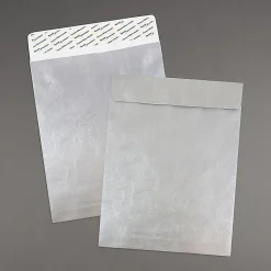 JAM Paper® Tyvek® Open-End 11-1/2" x 14-1/2" Envelopes, Self-Adhesive, Silver, Pack Of 25 Envelopes