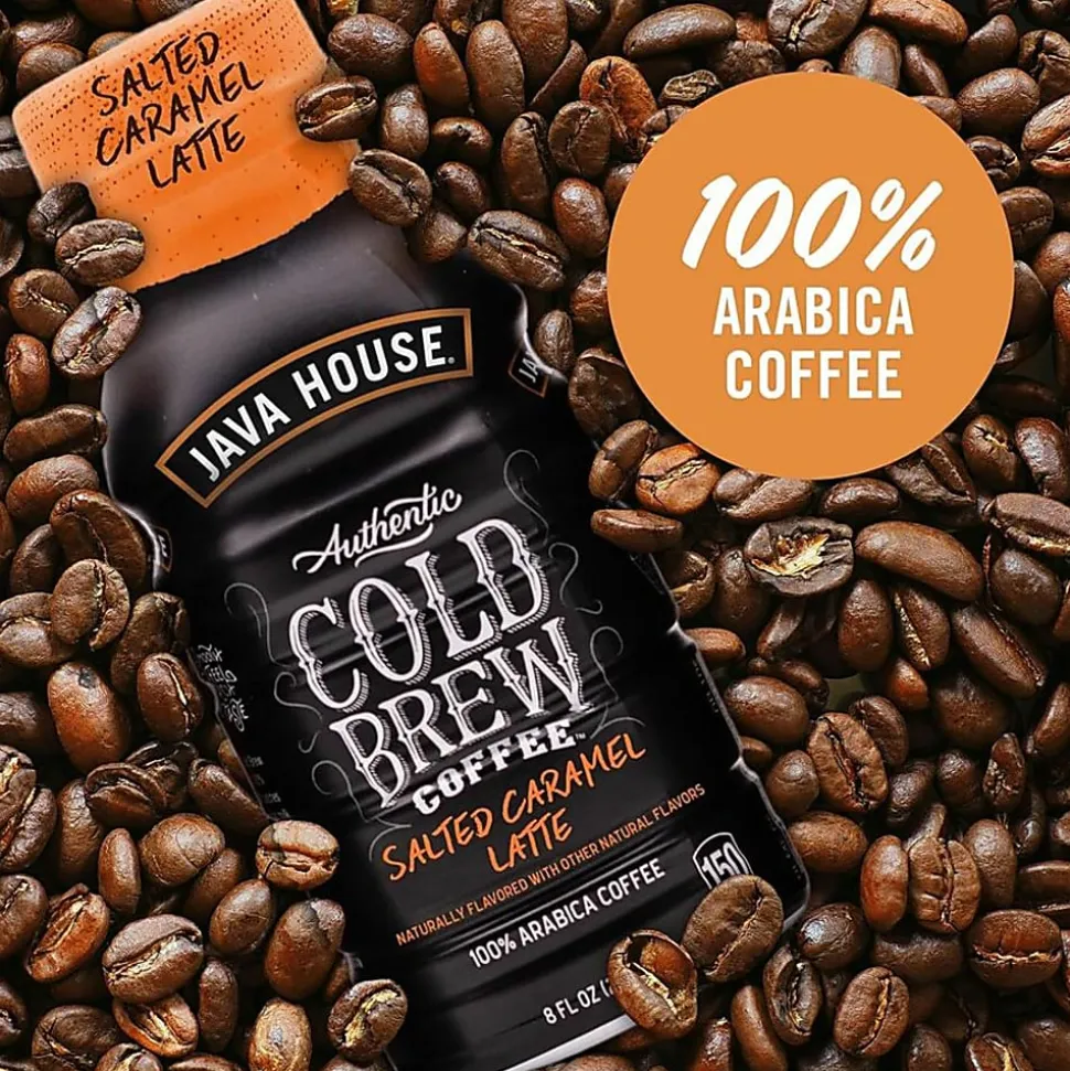Java House Bottle Authentic Cold Brew Salted Caramel Latte - Cold Brewed - 8 oz Per Bottle - Bottle - Salted Caramel Latte - 12 / Box